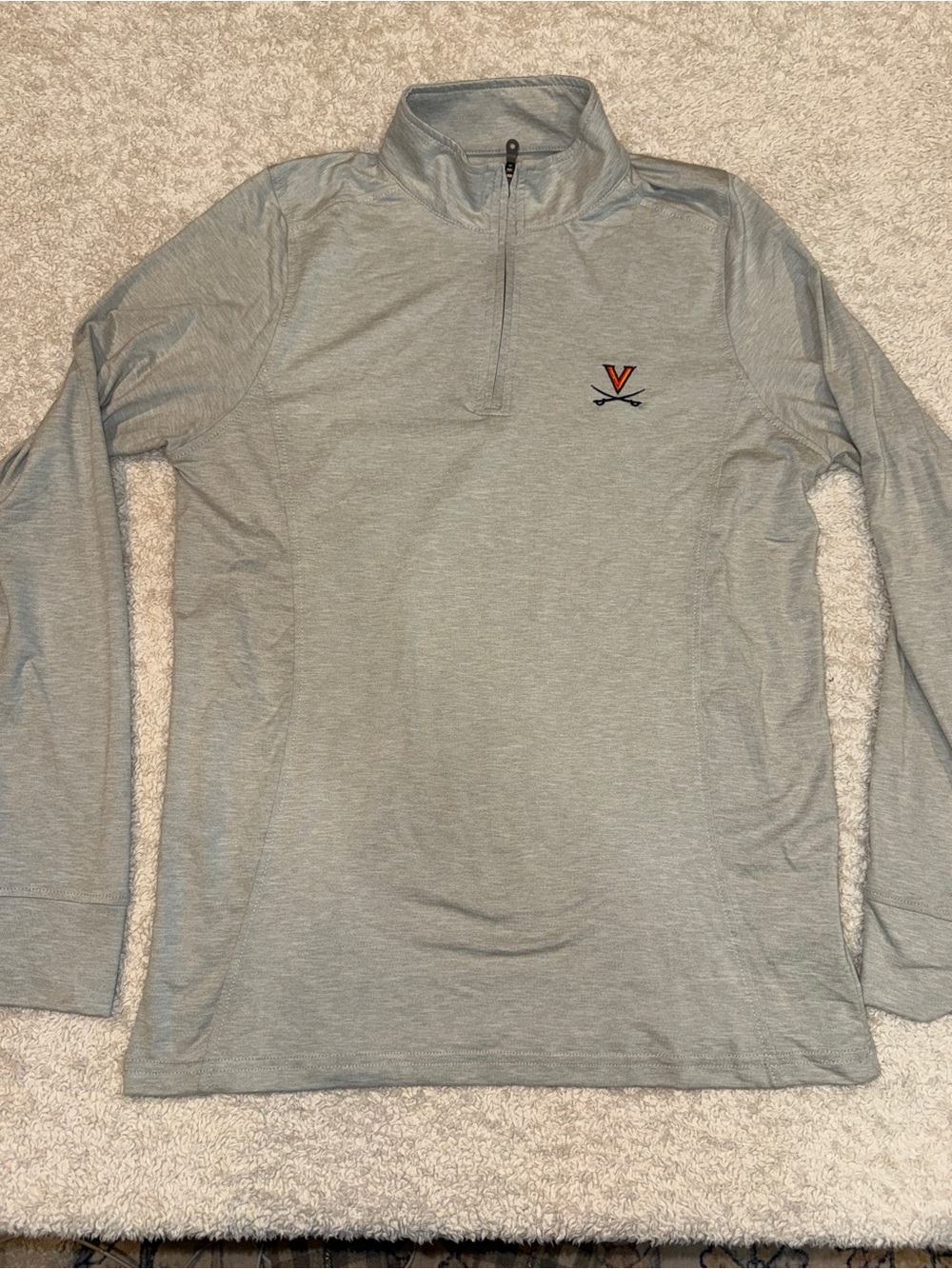 University of Virginia Gray Quarter-Zip Pullover with Orange 'V' Chest Logo